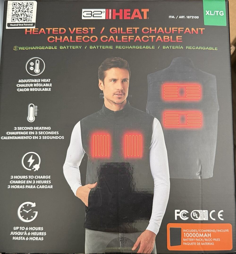 New Open Box 32 Degrees Rechargeable Heated Vest XL/TG